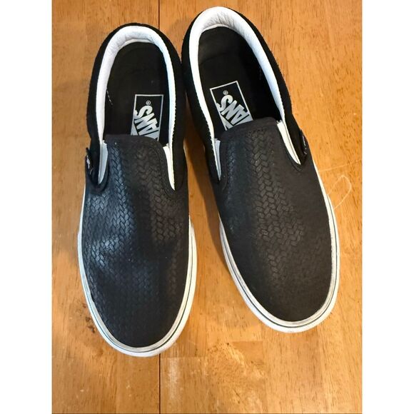 Vans Classic Slip-On Platform shoes with a black suede embossed upper Womens Siz - Picture 2 of 13